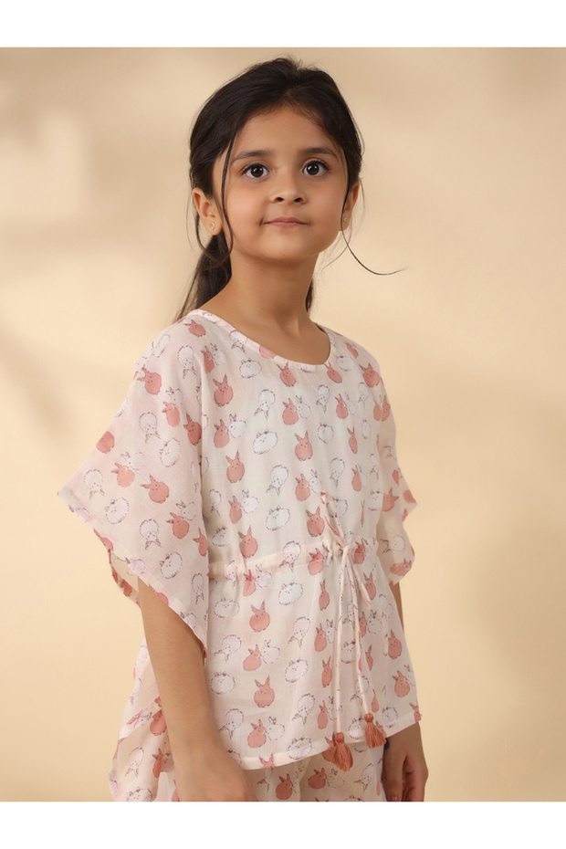 Rabbit Print Drawstring Top & Pyjama Set - 4