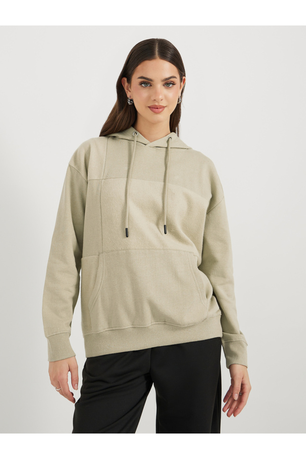 Regular Fit Regular Length Panelled Overlock Hoodie