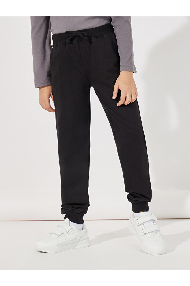 Solid Joggers with Drawstring Closure - 1