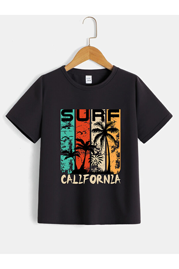 Surf Printed Combed Cotton Crew Neck T-Shirt for Kids