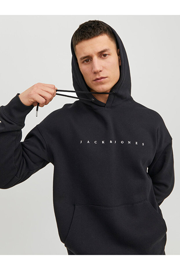 Logo Print Hoodie with Front Pocket