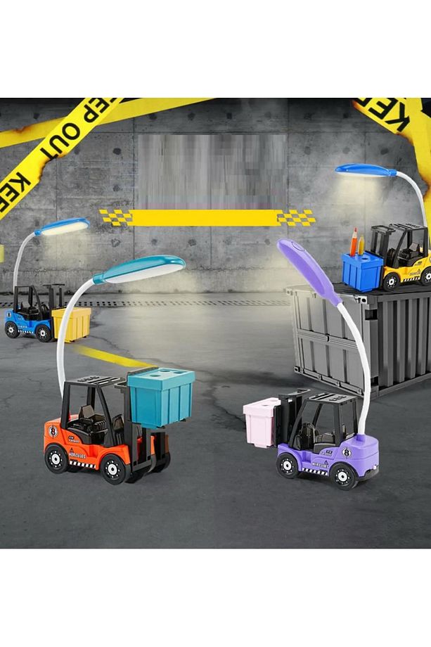 Sevimli Forklift Tasarımlı Masa Lambası Çocuk Odası Gece Lambası Kalemlik ve Kalemtraş Usb Şarj - 3