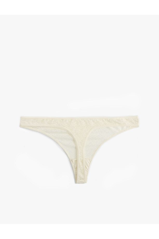 Yarı Transparan Dantel Kadın String Külot - 1