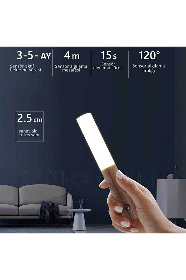 Şarjlı Kablosuz Sensörlü Led Aplik Şarjlı Harekete Duyarlı Dekoratif Duvar Lambası - 3