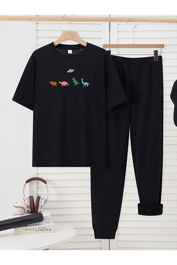 Children's Dinosaur Printed Tracksuit Set