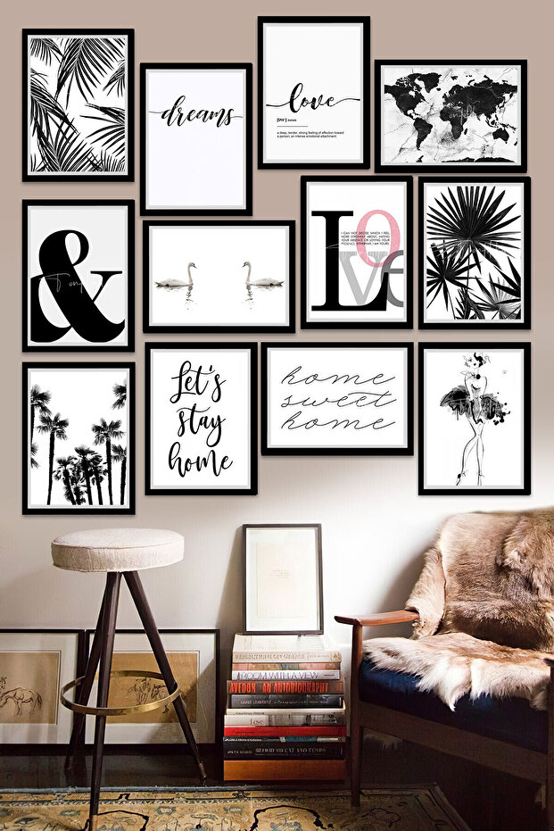12 Parça Çerçeve Görünümlü Mdf Tablo Seti (80x80 Cm) - 3