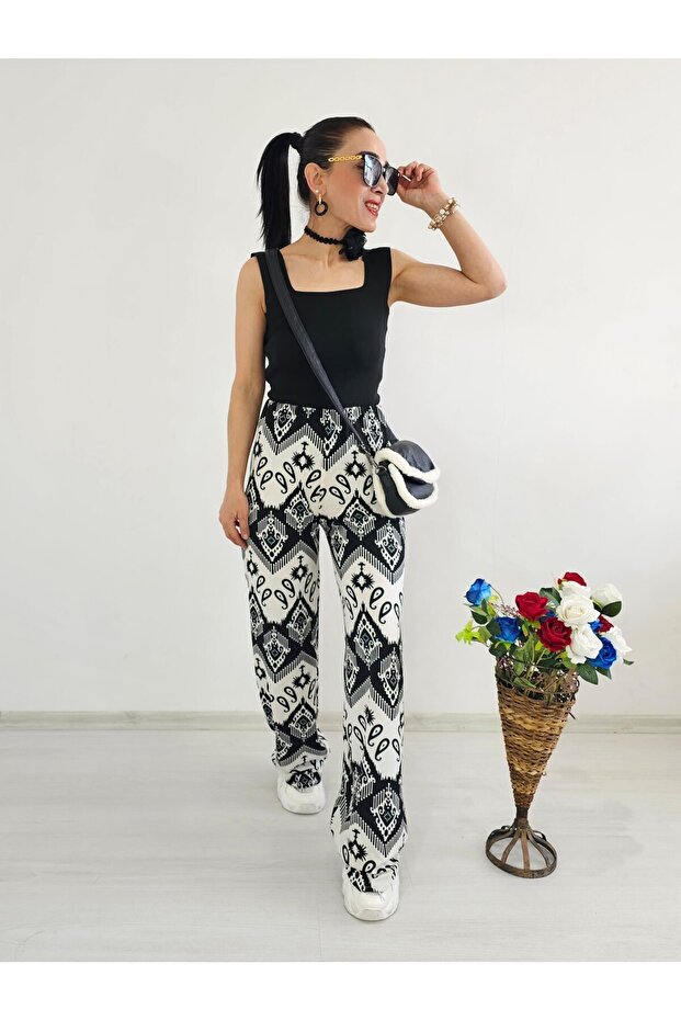 Twist Fabric Patterned Trousers