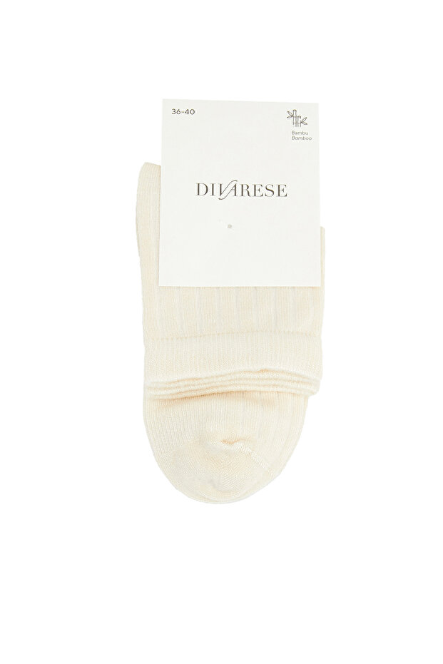 Bej Kadın Bambu Çorap - 1