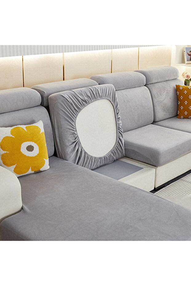 غطاء وسادة أريكة مخملي سميك بلون سادة/م - 4