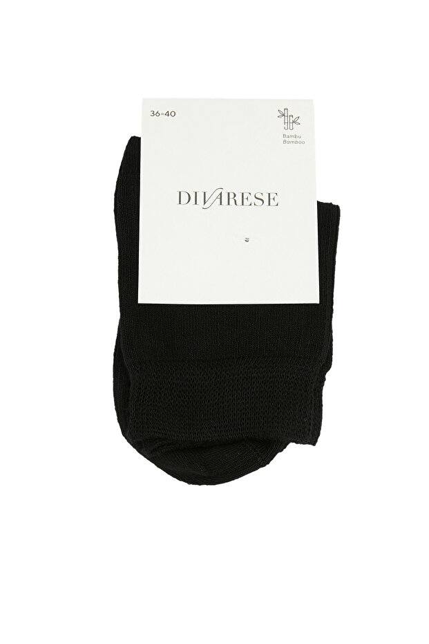 Siyah Kadın Bambu Çorap - 1