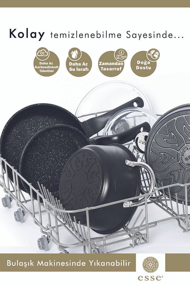 Granit Döküm 2'li Sahan Tava Seti Siyah 20 Cm / 22 Cm E0072 - 7