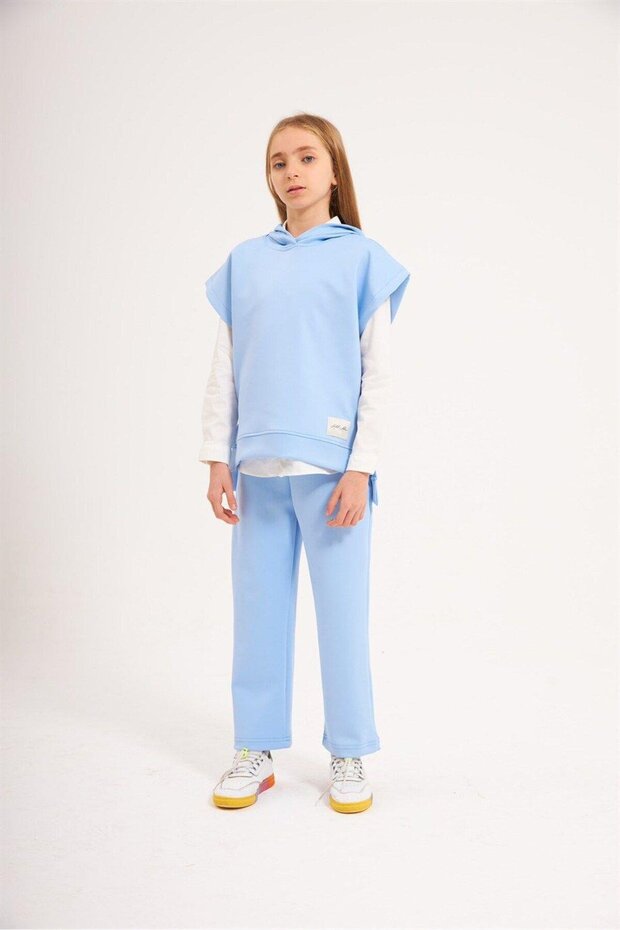 Girl's Scuba Fabric Short Sleeve Sweatshirt White Shirt Elastic Trousers 3-Piece Set