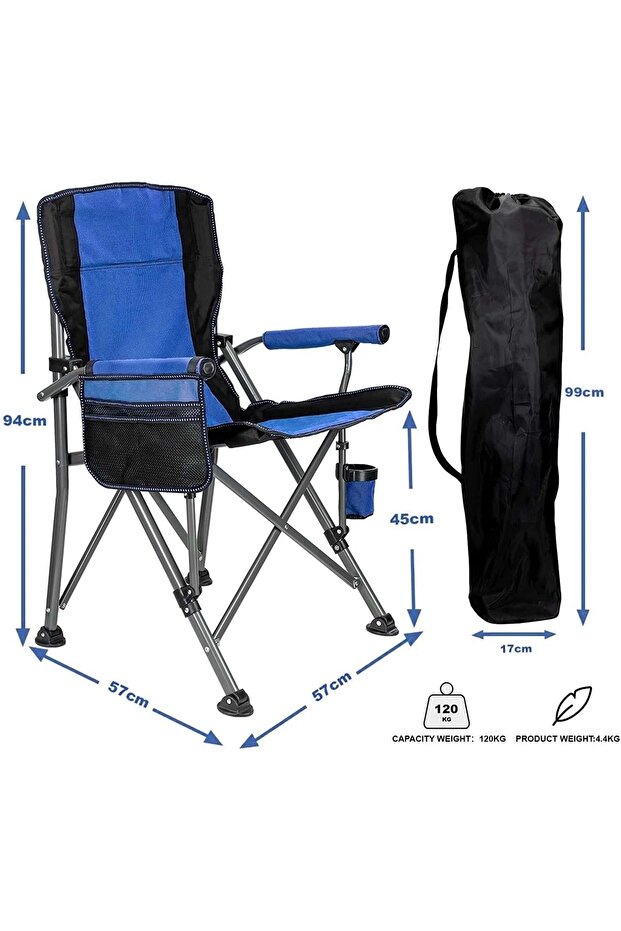 Roxy Katlanır Kamp Sandalyesi Mavi - 6