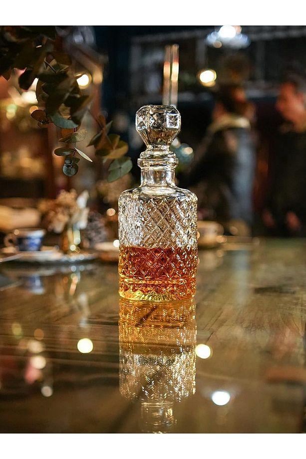 Kristal 7 Parça Viski Takımı Seti.1250 ML-Karaf Şişe-6 Adet 340 ML-Viski-Votka-Şarap-Bardağı-Kadehi. - 5