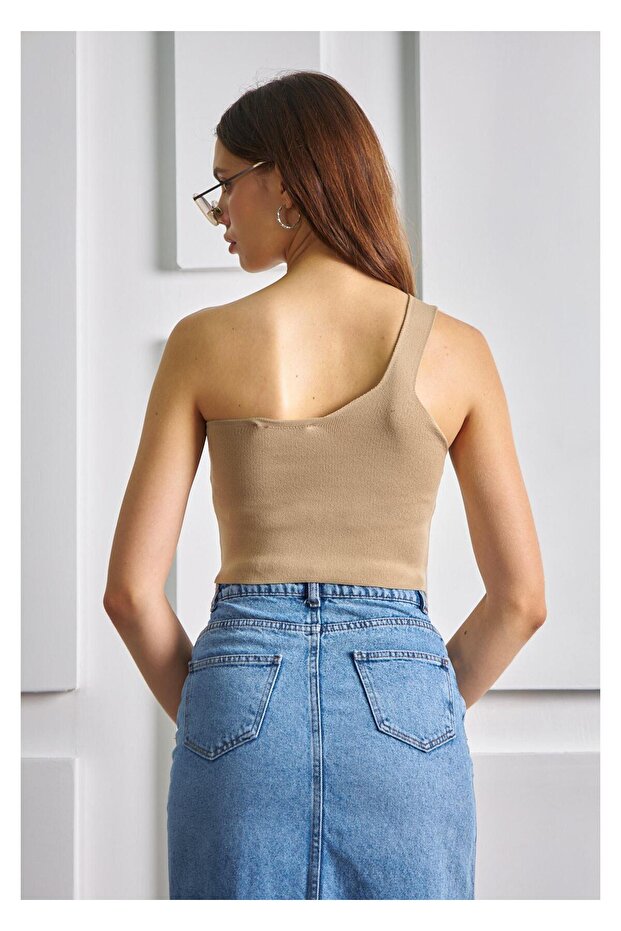 Tek Omuz Crop Top - 5