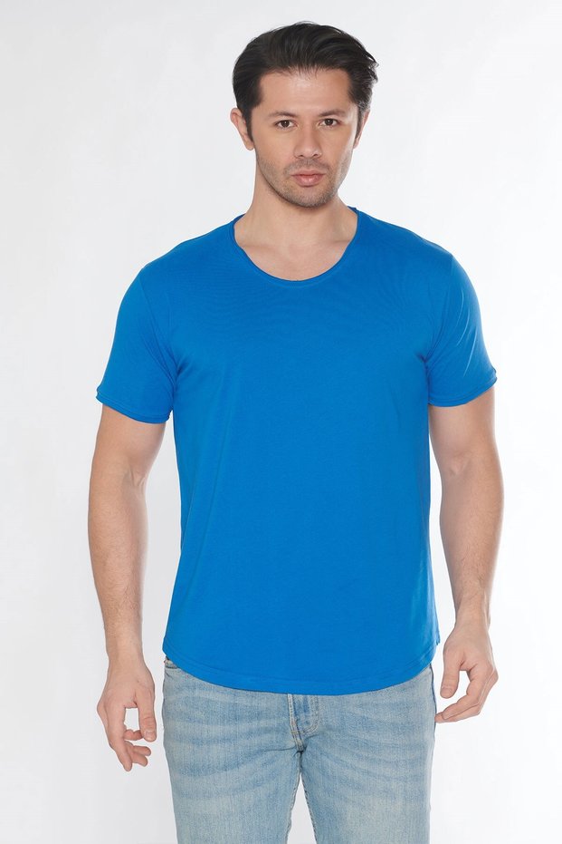 Men's Wide Neck 100% Cotton Loose T-Shirt