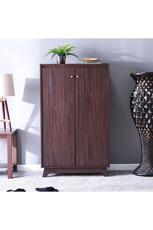 Jazz 21-Pair Shoe Cabinet-Dark Brown L80xW40xH134cm