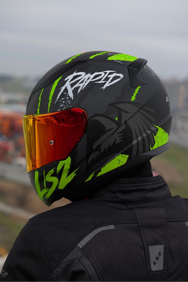 RAPID 2 RAVEN MAT SİYAH-GRİ-NEON SARI KASK - 7