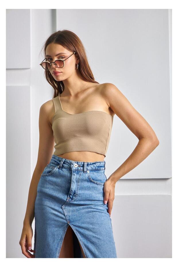 Tek Omuz Crop Top - 2