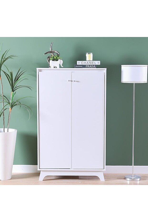 Jazz 21-Pair Shoe Cabinet-White L80xW40xH134cm