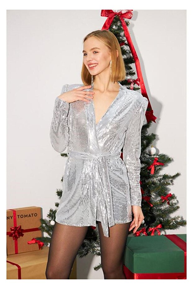 Kuşaklı Pullu Buzy Kimono - 4