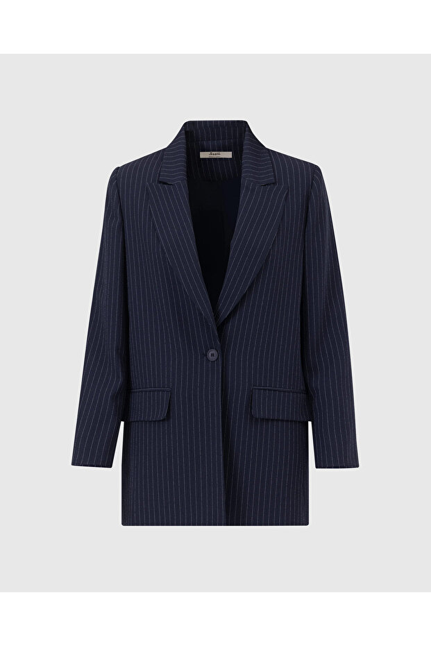 Çizgili Blazer Ceket - 8