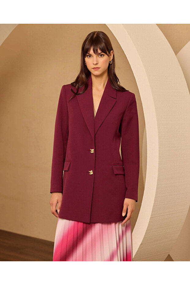 Ceket Yaka Çift Düğmeli Ceket - 5