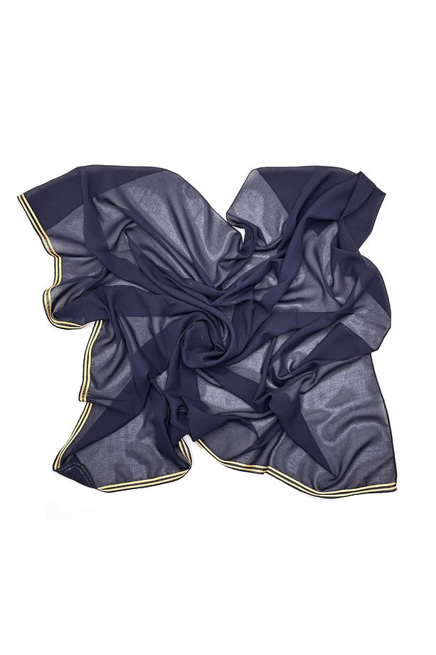 7'li Set Altın Biyeli Krep Şifon Eşarp 100x100cm Yazma Toptan Hediyelik - 5