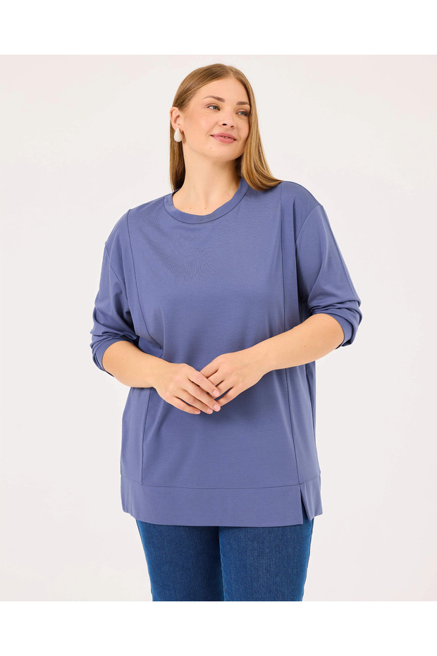 حجم كبير جولة الرقبة الأساسية سترة - 2