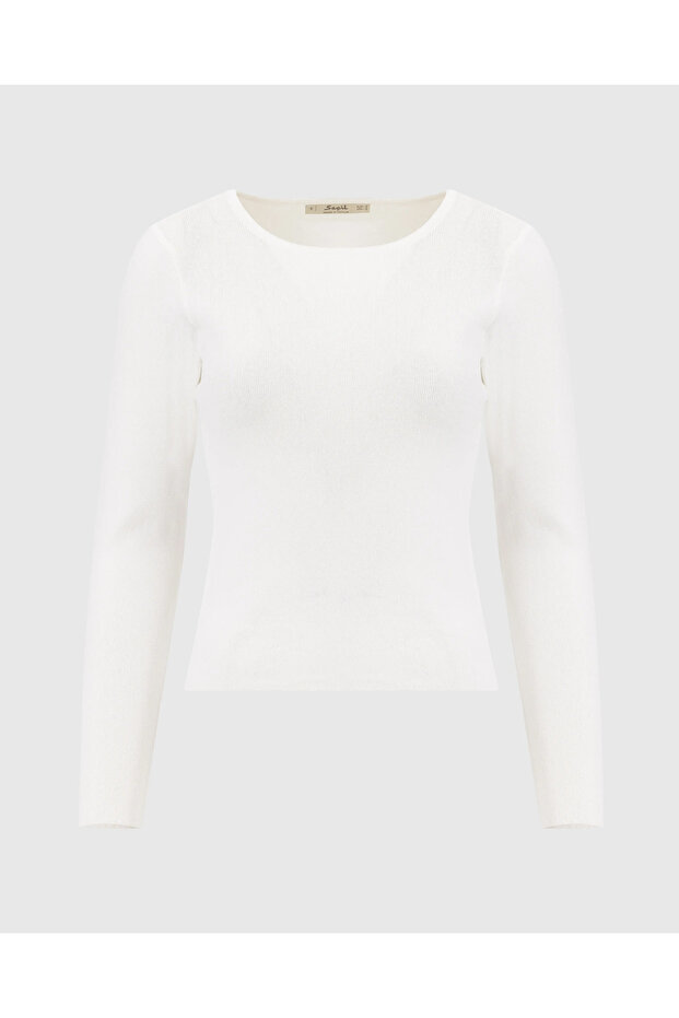 Sıfır Yaka Bel Boy Triko Kazak - 5