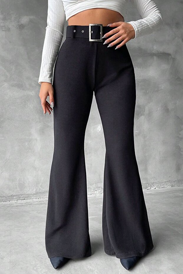 Plus Size Belted Crepe Trousers
