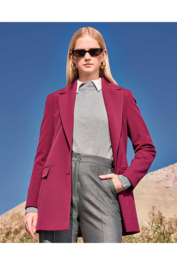 Ceket Yaka Çift Düğmeli Ceket - 3