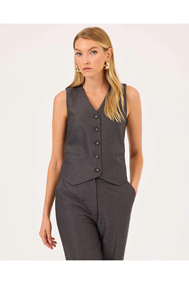 Bele Oturan Astarlı Yelek - 1