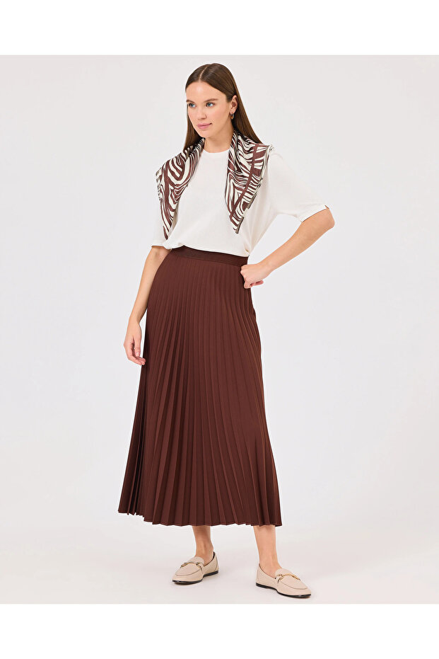 Pliseli Elastik Bel Etek - 1