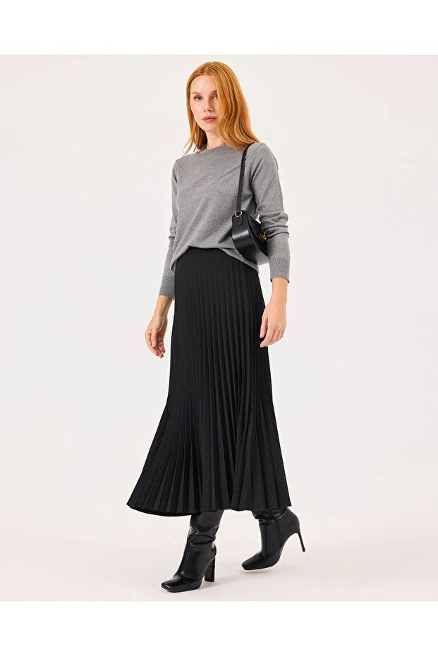 Yuvarlak Yaka Uzun Kollu Triko Bluz - 1