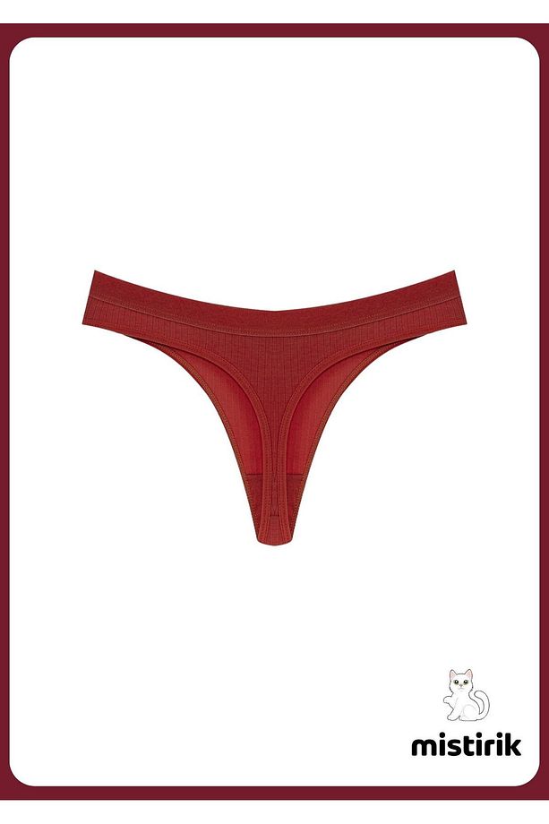 Paulo Model Esnek Ve Yumuşak Fitilli String Model Spor Külot Bordo Renk - 4