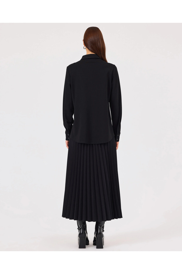 Desenli Düğmeli Gömlek - 4