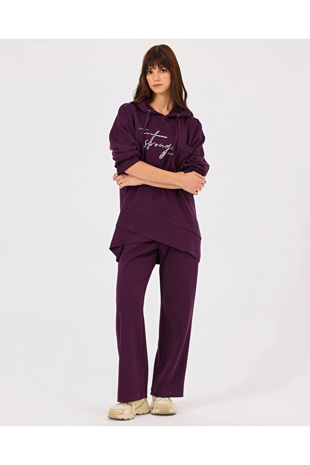 Kapüşonlu Baskılı Sweatshirt - 3