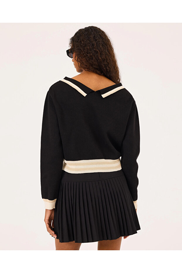 Elastik Bel Uzun Kollu Triko Kazak - 6