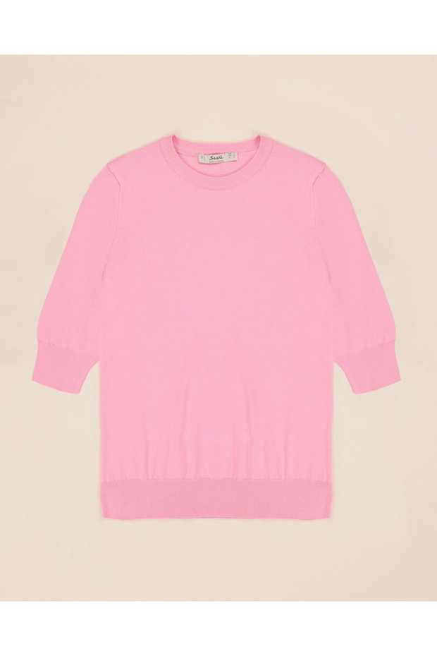 Sıfır Yaka Bel Boy Triko Bluz - 6