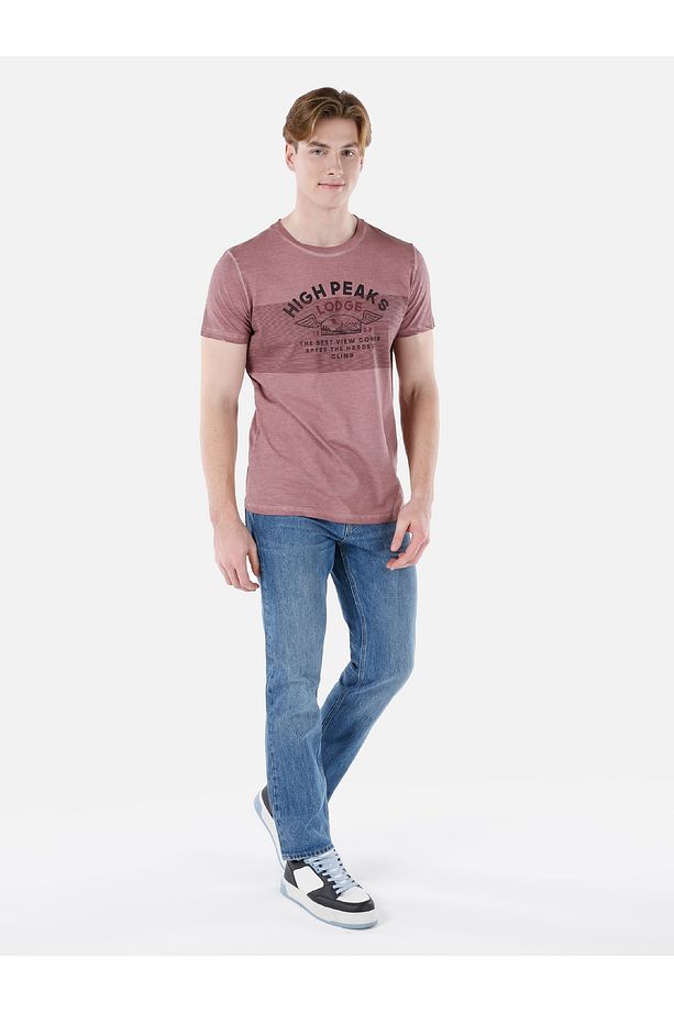 Regular Fit Yuvarlak Yaka Düz Erkek Pembe Kısa Kol Tişört - 3