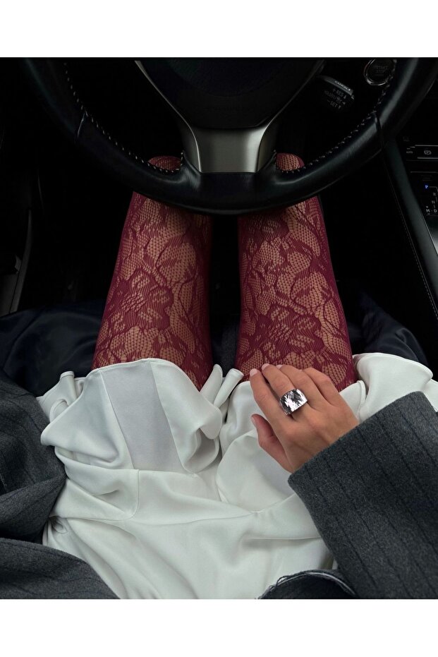 Bordó csipke importált harisnyanadrág - 1