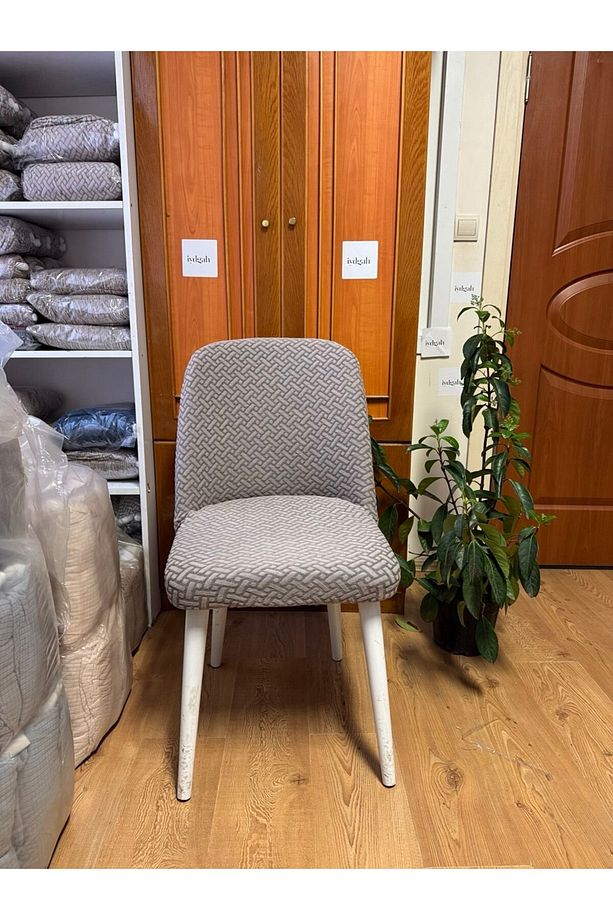 Tuğla Desen Kaliteli Büyük Oval Sandalye Kılıfı, Sandalye Örtüsü, Hasır Desen, Lastikli 1 Adet Taş - 1