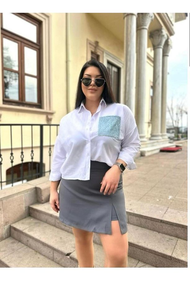 Büyük Beden Rahat Kalıp Krep Kumaş Şort Etek - 3