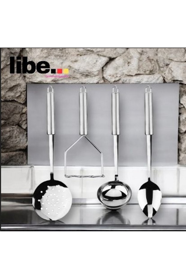 Serving Ladle, Spoon, Colander and Potato Masher Auxiliary 4-Piece Kitchen Set