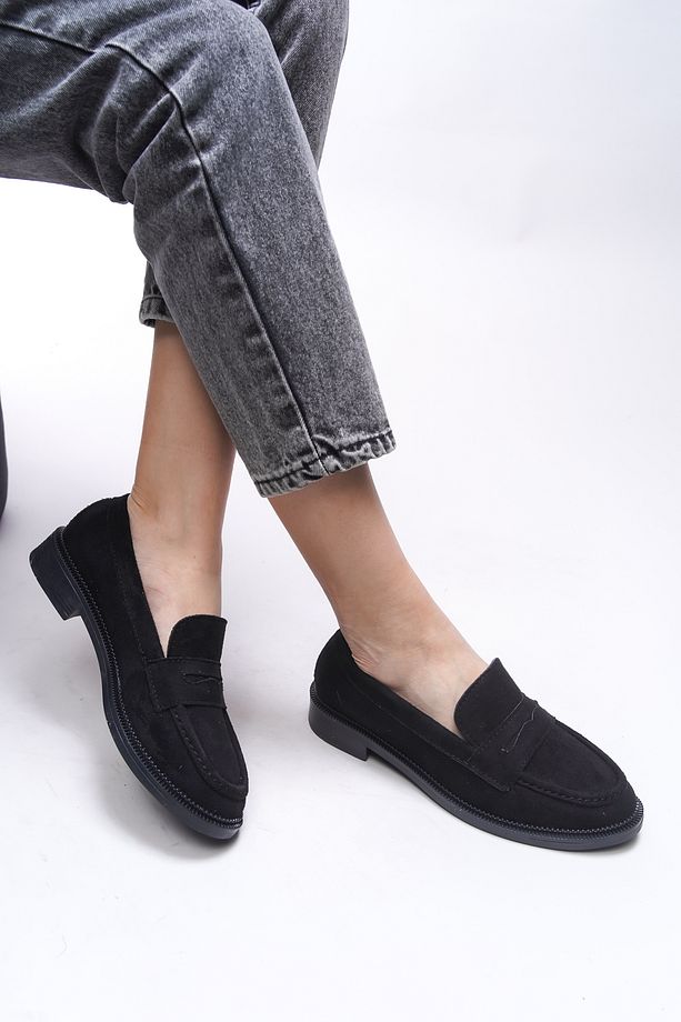 Mylmadia Kadın Loafer 0012665 Siyah Süet - 2