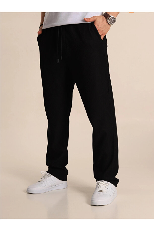 Siyah Fitilli Rahat Pantolon - 2