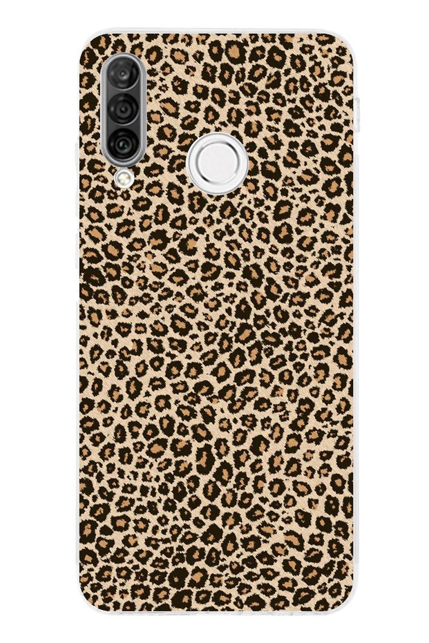 جراب سيليكون شفاف بتصميم الفهد متوافق مع هاتف Huawei P30 Lite