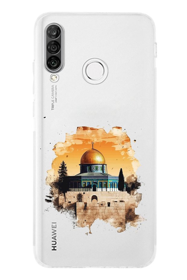 جراب سيليكون شفاف متوافق مع هاتف Huawei P30 Lite بتصميم Masjid-i Aqsa
