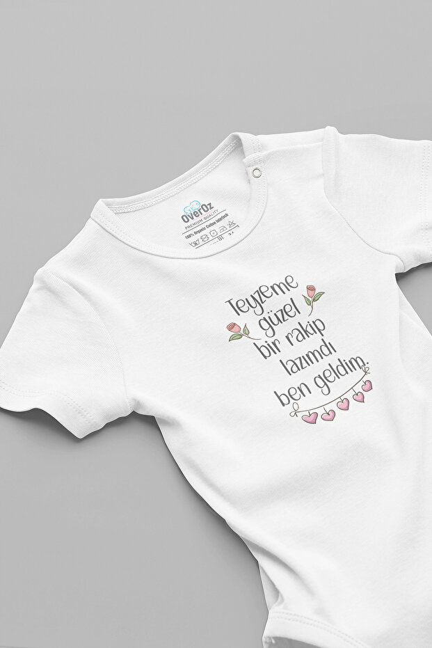 Organic 100% Cotton Teyzeme Rakip Baby Bodysuit with Snap Fasteners 5908-Teyze-B